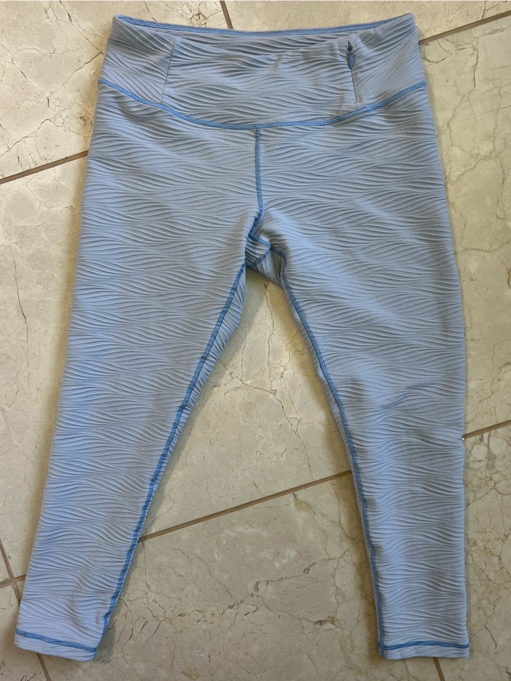 CALIA Light Blue Textured Ripple High Waisted Workout Athletic Leggings Medium
